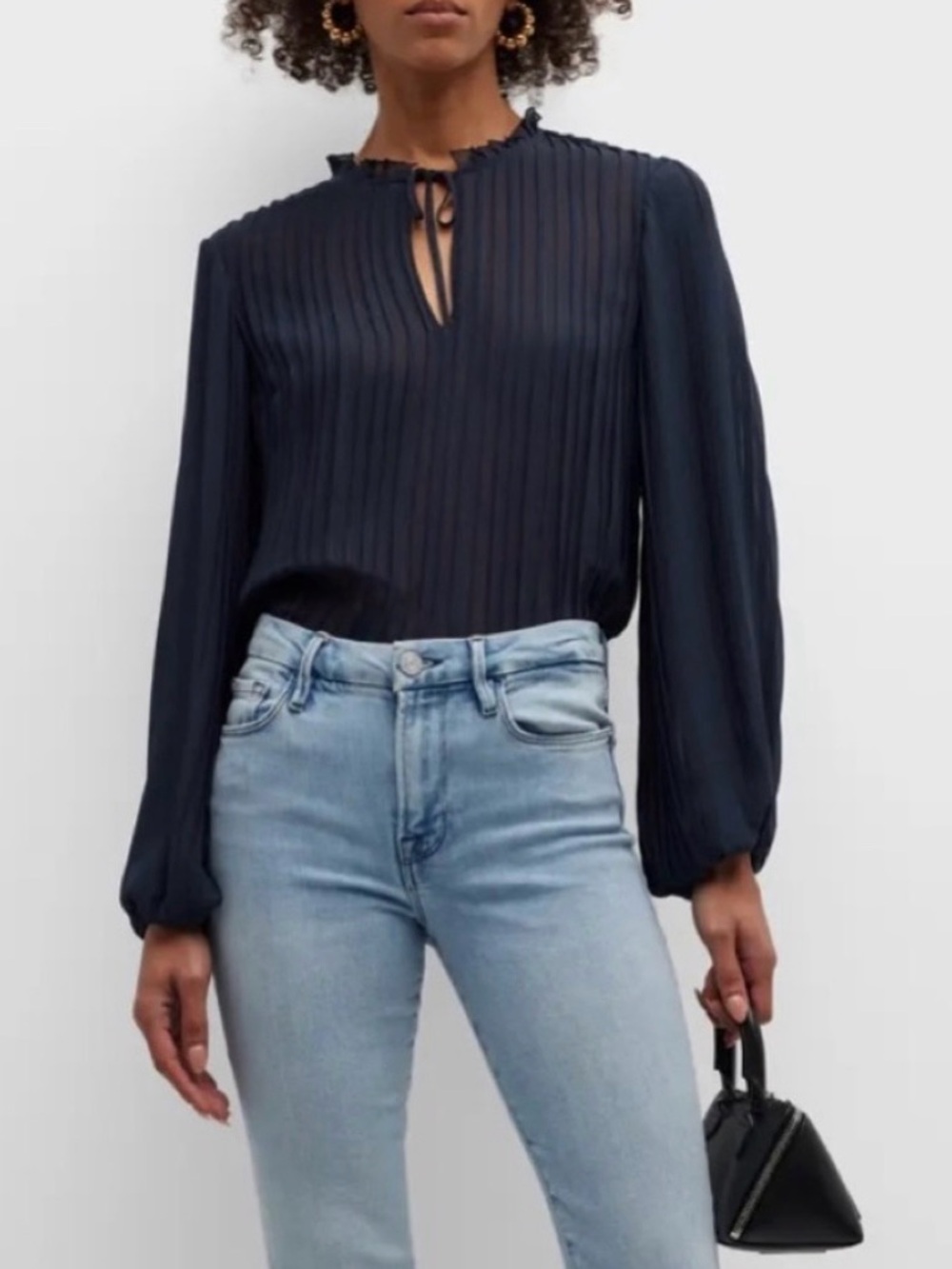 NWT💕FRAME Pleated Tie-Front Top Size XS - Picture 2 of 15